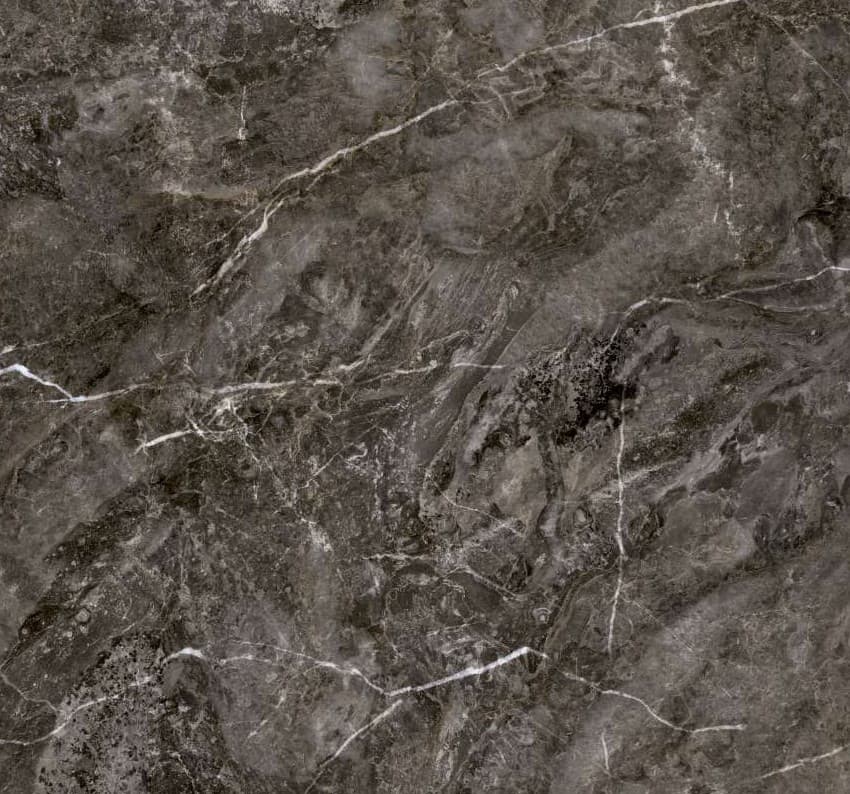 Dark brown ceramic surface with pale smoky veining.